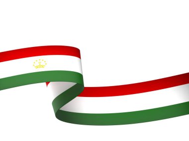 Tacikistan Kurdele Tasarım Elemanı Ulusal Kutlamalar ve Etkinlikler için beyaz bir arkaplanda izole edildi