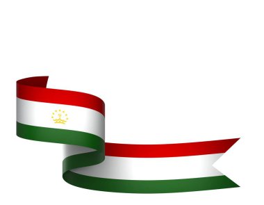 Tacikistan Kurdele Tasarım Elemanı Ulusal Kutlamalar ve Etkinlikler için beyaz bir arkaplanda izole edildi