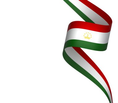 Tacikistan Kurdele Tasarım Elemanı Ulusal Kutlamalar ve Etkinlikler için beyaz bir arkaplanda izole edildi