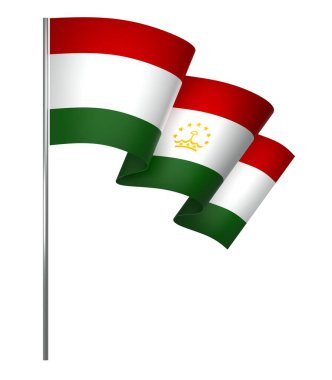 Tacikistan Kurdele Tasarım Elemanı Ulusal Kutlamalar ve Etkinlikler için beyaz bir arkaplanda izole edildi