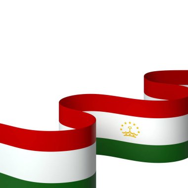 Tacikistan Kurdele Tasarım Elemanı Ulusal Kutlamalar ve Etkinlikler için beyaz bir arkaplanda izole edildi