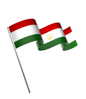 Tacikistan Kurdele Tasarım Elemanı Ulusal Kutlamalar ve Etkinlikler için beyaz bir arkaplanda izole edildi