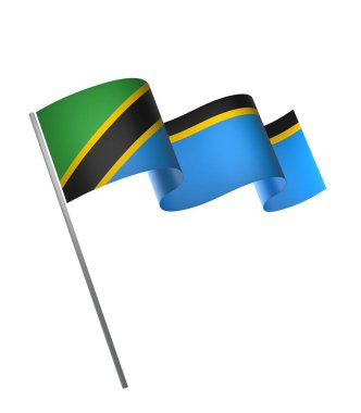 Tanzanya Kurdele Tasarım Elemanı Ulusal Kutlamalar ve Olaylar için beyaz arka planda izole