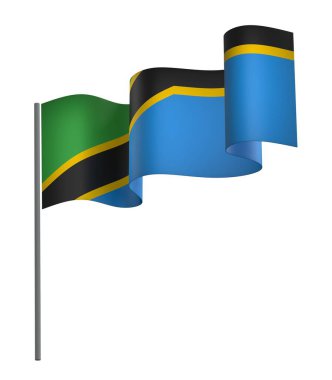 Tanzanya Kurdele Tasarım Elemanı Ulusal Kutlamalar ve Olaylar için beyaz arka planda izole