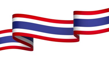 Tayland Kurdele Tasarım Elemanı Ulusal Kutlamalar ve Etkinlikler için beyaz bir arkaplanda izole edildi