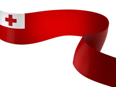 Tonga Kurdele Tasarım Elemanı Ulusal Kutlamalar ve Olaylar için beyaz bir arkaplanda izole edildi