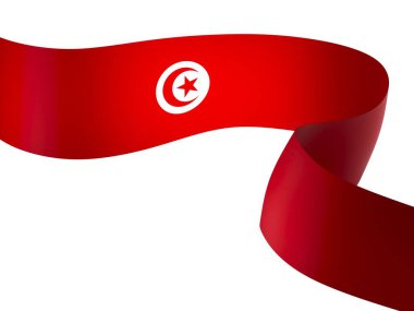 Tunus Kurdele Tasarım Elemanı Ulusal Kutlamalar ve Olaylar için beyaz bir arkaplanda izole edildi