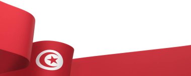 Tunus Kurdele Tasarım Elemanı Ulusal Kutlamalar ve Olaylar için beyaz bir arkaplanda izole edildi