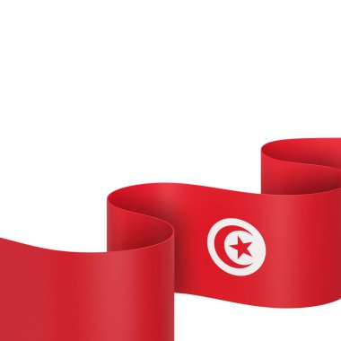 Tunus Kurdele Tasarım Elemanı Ulusal Kutlamalar ve Olaylar için beyaz bir arkaplanda izole edildi