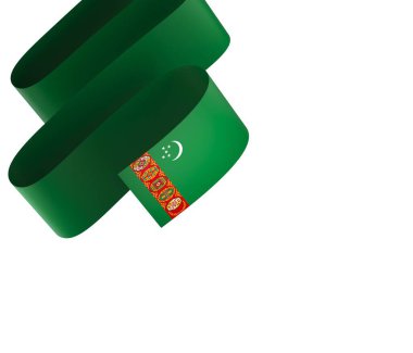 Türkmenistan Bayrak Tasarım Elemanı Ulusal Kutlamalar ve Olaylar için beyaz bir arkaplanda izole edildi