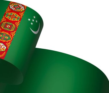 Türkmenistan Bayrak Tasarım Elemanı Ulusal Kutlamalar ve Olaylar için beyaz bir arkaplanda izole edildi
