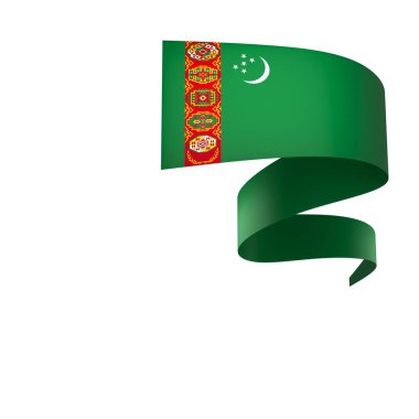 Türkmenistan Bayrak Tasarım Elemanı Ulusal Kutlamalar ve Olaylar için beyaz bir arkaplanda izole edildi