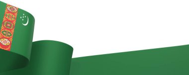 Türkmenistan Bayrak Tasarım Elemanı Ulusal Kutlamalar ve Olaylar için beyaz bir arkaplanda izole edildi