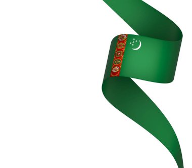 Türkmenistan Bayrak Tasarım Elemanı Ulusal Kutlamalar ve Olaylar için beyaz bir arkaplanda izole edildi