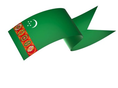 Türkmenistan Bayrak Tasarım Elemanı Ulusal Kutlamalar ve Olaylar için beyaz bir arkaplanda izole edildi