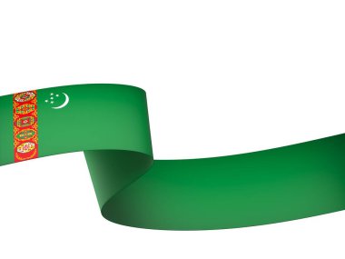 Türkmenistan Bayrak Tasarım Elemanı Ulusal Kutlamalar ve Olaylar için beyaz bir arkaplanda izole edildi