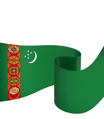 Türkmenistan Bayrak Tasarım Elemanı Ulusal Kutlamalar ve Olaylar için beyaz bir arkaplanda izole edildi