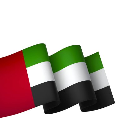 Birleşik Emirlikler Arap Kurdele Tasarım Elemanı Ulusal Kutlamalar ve Etkinlikler için beyaz arka planda izole edildi