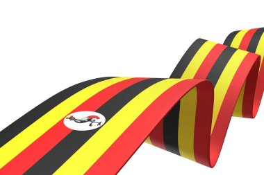 Ulusal Kutlamalar ve Olaylar için Uganda Kurdele Tasarım Elemanı beyaz bir arkaplanda izole edildi