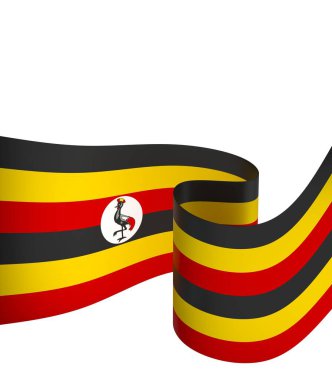 Ulusal Kutlamalar ve Olaylar için Uganda Kurdele Tasarım Elemanı beyaz bir arkaplanda izole edildi