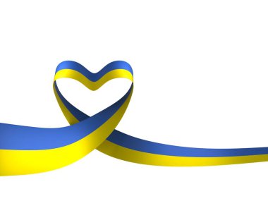 Ulusal Kutlamalar ve Etkinlikler için Ukrayna Bayraklı Bayrak Tasarım Elemanı beyaz bir arkaplanda izole edildi