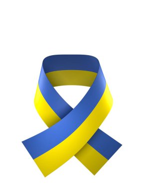 Ulusal Kutlamalar ve Etkinlikler için Ukrayna Bayraklı Bayrak Tasarım Elemanı beyaz bir arkaplanda izole edildi