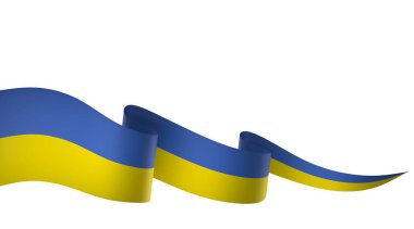 Ulusal Kutlamalar ve Etkinlikler için Ukrayna Bayraklı Bayrak Tasarım Elemanı beyaz bir arkaplanda izole edildi