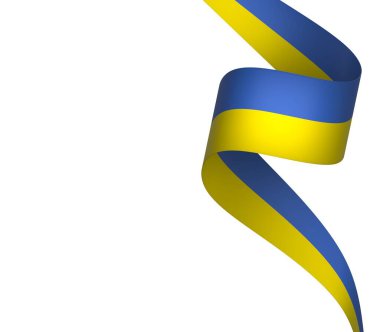 Ulusal Kutlamalar ve Etkinlikler için Ukrayna Bayraklı Bayrak Tasarım Elemanı beyaz bir arkaplanda izole edildi