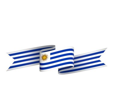 Ulusal Kutlamalar ve Olaylar için Uruguay Kurdele Tasarım Elemanı beyaz bir arkaplanda izole edildi