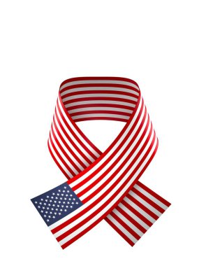 Amerika Birleşik Devletleri Kurdele Tasarım Elemanı Ulusal Kutlamalar ve Etkinlikler için beyaz arka planda izole