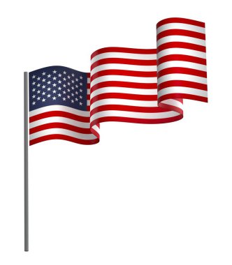 Amerika Birleşik Devletleri Kurdele Tasarım Elemanı Ulusal Kutlamalar ve Etkinlikler için beyaz arka planda izole