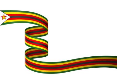 Zimbabwe Kurdele Tasarım Elemanı Ulusal Kutlamalar ve Olaylar için beyaz bir arkaplanda izole edildi