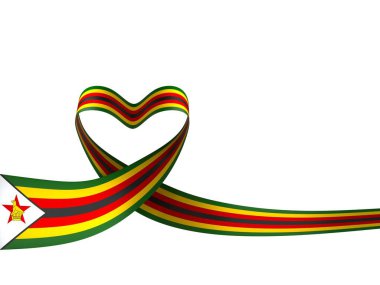 Zimbabwe Kurdele Tasarım Elemanı Ulusal Kutlamalar ve Olaylar için beyaz bir arkaplanda izole edildi