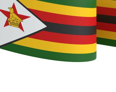 Zimbabwe Kurdele Tasarım Elemanı Ulusal Kutlamalar ve Olaylar için beyaz bir arkaplanda izole edildi