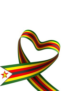 Zimbabwe Kurdele Tasarım Elemanı Ulusal Kutlamalar ve Olaylar için beyaz bir arkaplanda izole edildi