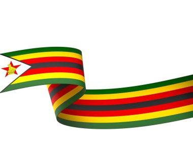 Zimbabwe Kurdele Tasarım Elemanı Ulusal Kutlamalar ve Olaylar için beyaz bir arkaplanda izole edildi