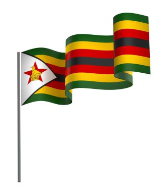 Zimbabwe Kurdele Tasarım Elemanı Ulusal Kutlamalar ve Olaylar için beyaz bir arkaplanda izole edildi