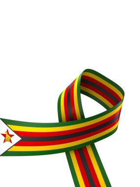 Zimbabwe Kurdele Tasarım Elemanı Ulusal Kutlamalar ve Olaylar için beyaz bir arkaplanda izole edildi