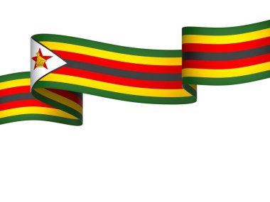 Zimbabwe Kurdele Tasarım Elemanı Ulusal Kutlamalar ve Olaylar için beyaz bir arkaplanda izole edildi