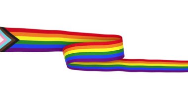 Şeffaf bir arkaplanda rüzgarda dalgalanan hareketli LGBTQ bayrağı. Hareket grafikleri, video düzenleme ve vatansever tasarım projeleri için mükemmel..