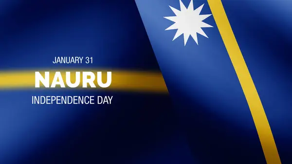 31 Ocak, Nauru Bağımsızlık Günü bayrak sallayan tebrik kartı