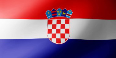 Hırvatistan bayrağı sallıyor. Hırvatistan 'ın ulusal bayrağı