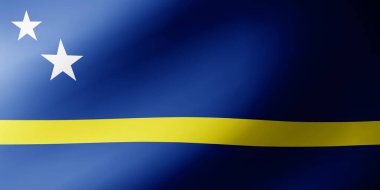 Curacao bayrağı sallıyor. Ulusal Curacao bayrağı