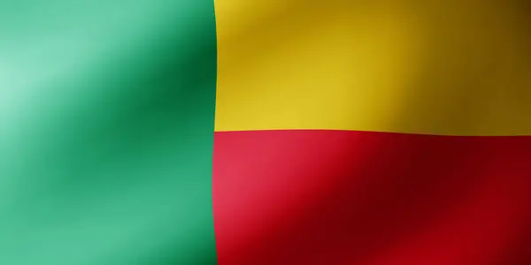 Benin bayrağı sallıyor. Benin arka planının ulusal bayrağı