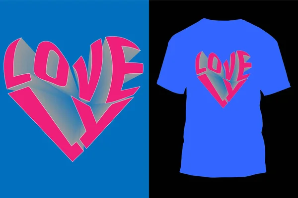 Lovely Heart Typografia Shirt Design — Wektor stockowy
