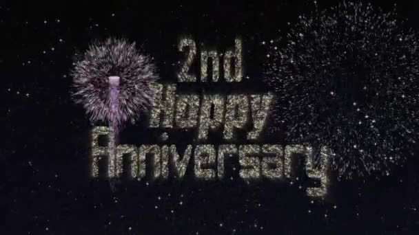 2Nd Feliz Aniversário Celebração Saudação Texto Com Partículas Faíscas Céu — Vídeo de Stock