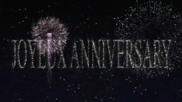 French Happy Anniversary Firework Video Greeting Card Joyeux Anniversaries Beautiful — ストック動画