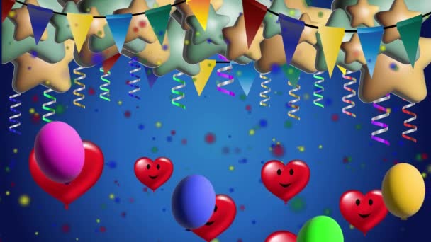 Happy Birthday Typography Design Greeting Cards Invitation Balloon — Stock Video
