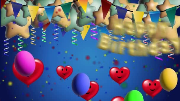 Happy Birthday Typography Design Greeting Cards Invitation Balloon — Stock Video