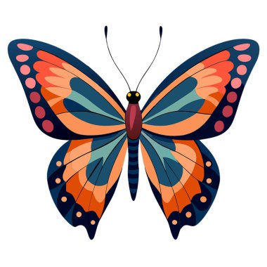 Beyaz Arkaplanda Çarpıcı Kelebek Vektör Sanat Resimleri